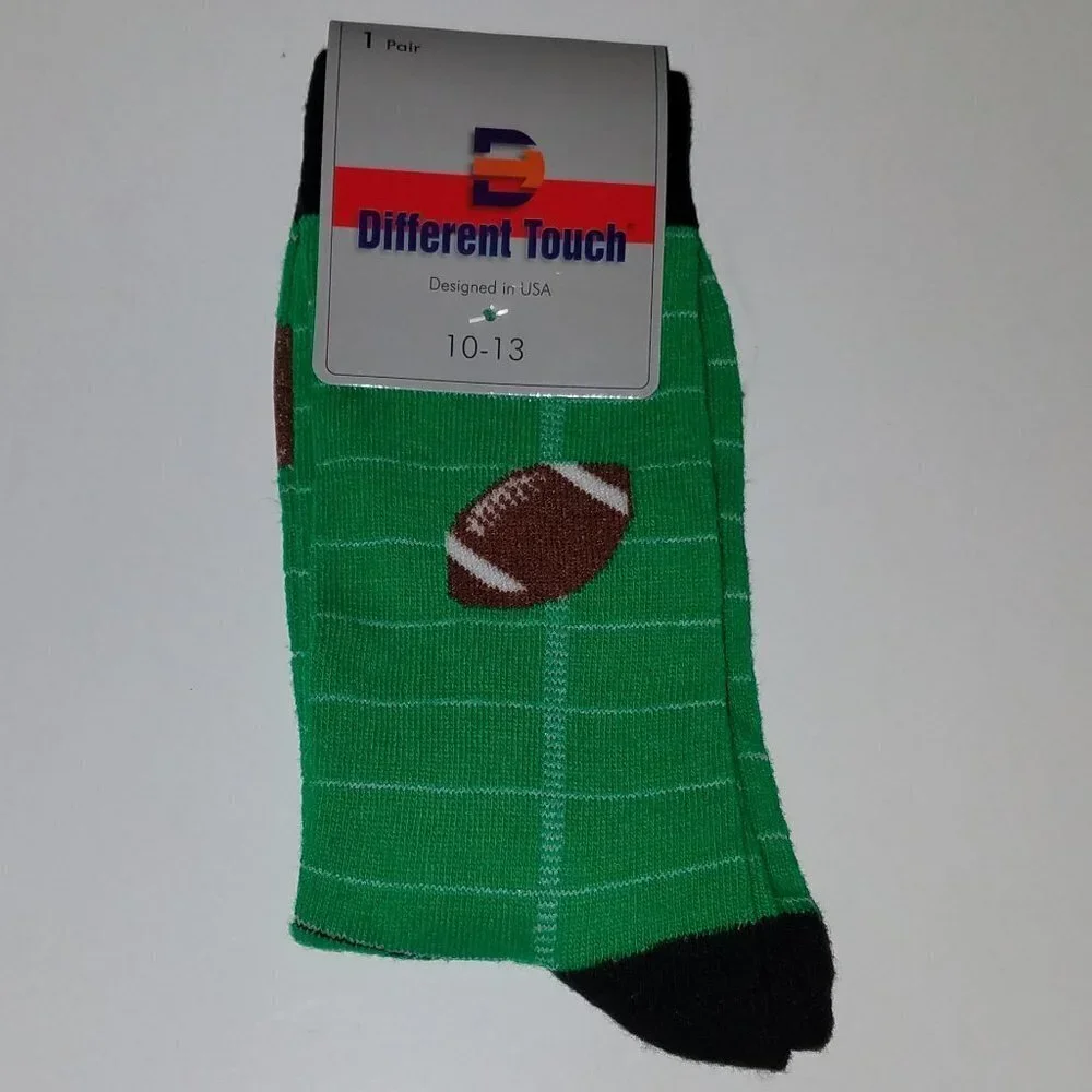 NEW Different Touch Football Socks Green Men Sock Size 10-13/Fits Shoe Size 6-10